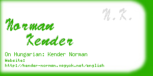 norman kender business card